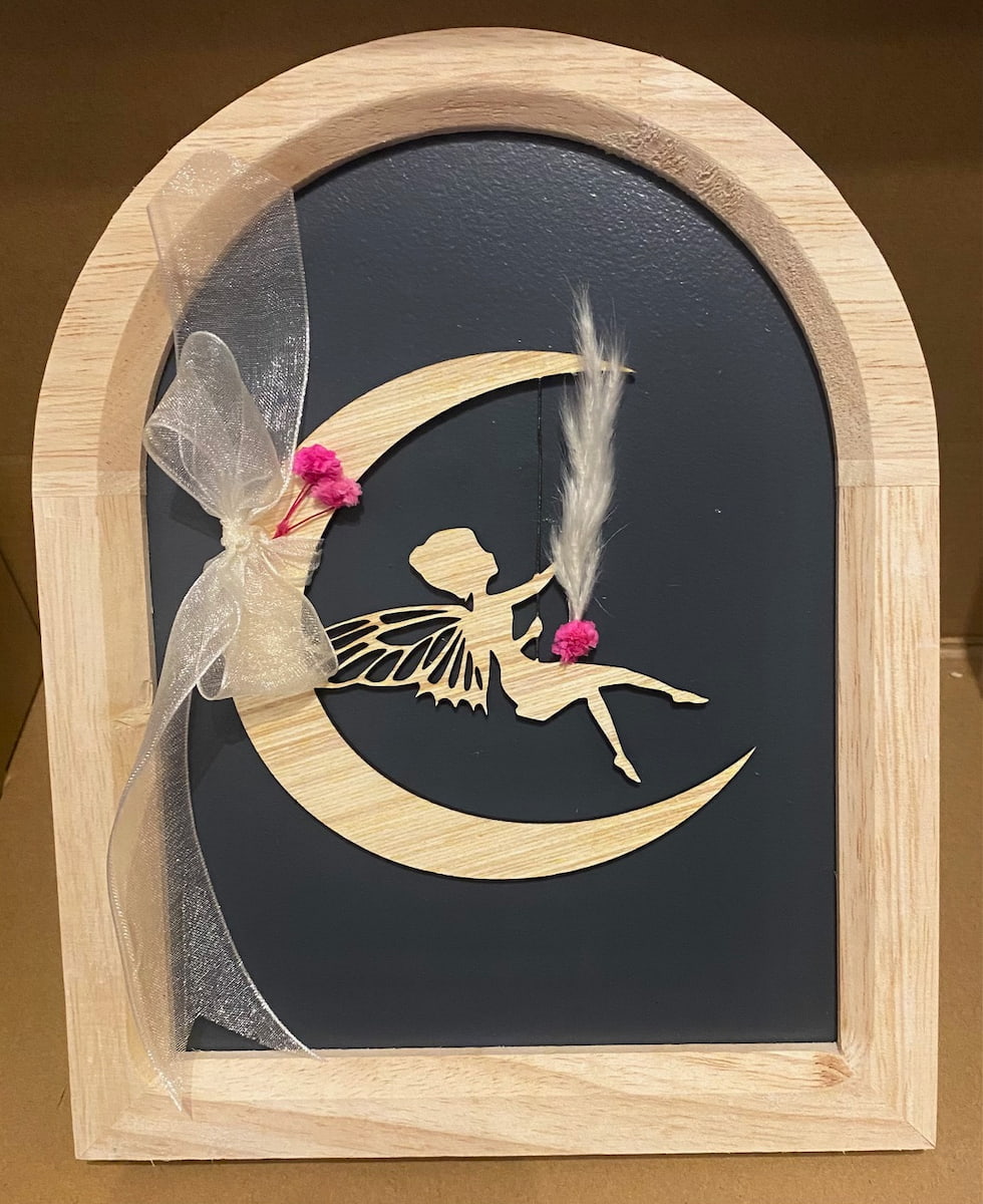 Déco Fée sur balançoire encadrée