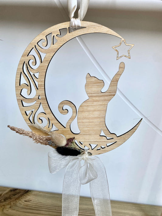 Déco chat sur la lune